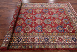 Red Super Kazak Hand Knotted Wool Area Rug - 5' 9" X 8' 0" - Golden Nile