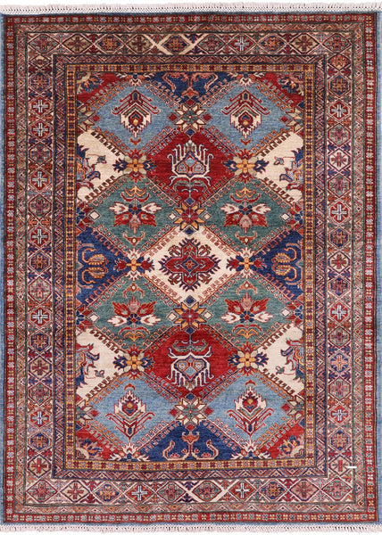 Super Kazak Hand Knotted Wool Rug - 5' 8" X 7' 9" - Golden Nile