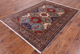 Super Kazak Hand Knotted Wool Rug - 5' 8" X 7' 9" - Golden Nile