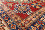 Red Super Kazak Hand Knotted Area Rug - 5' 7" X 8' 1" - Golden Nile