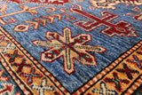 Blue Super Kazak Hand Knotted Wool Area Rug - 5' 8" X 8' 2" - Golden Nile