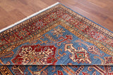 Blue Super Kazak Hand Knotted Wool Area Rug - 5' 8" X 8' 2" - Golden Nile