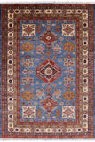 Blue Super Kazak Handmade Area Rug - 5' 6" X 8' 0" - Golden Nile