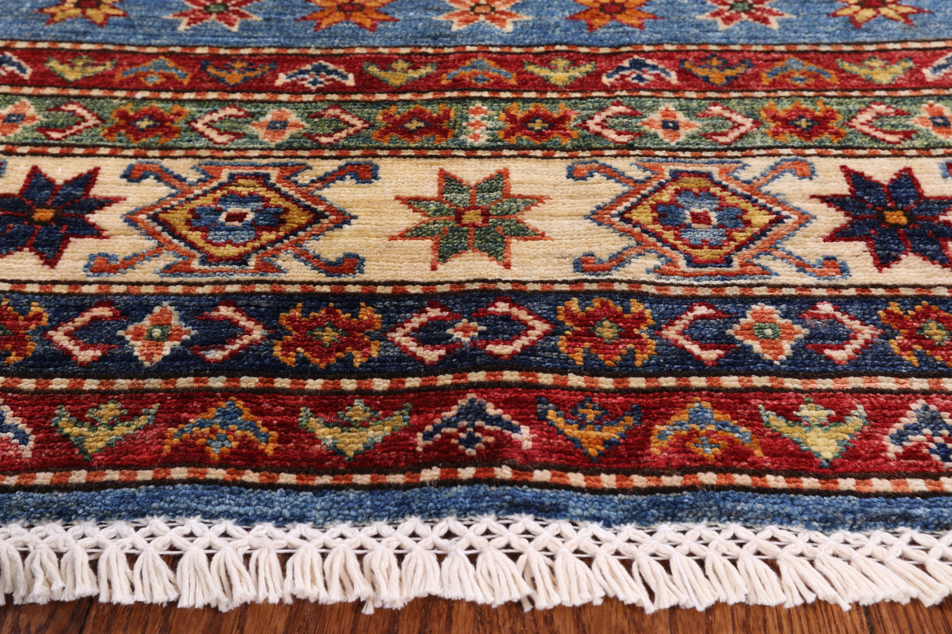 Blue Super Kazak Handmade Area Rug - 5' 6" X 8' 0" - Golden Nile