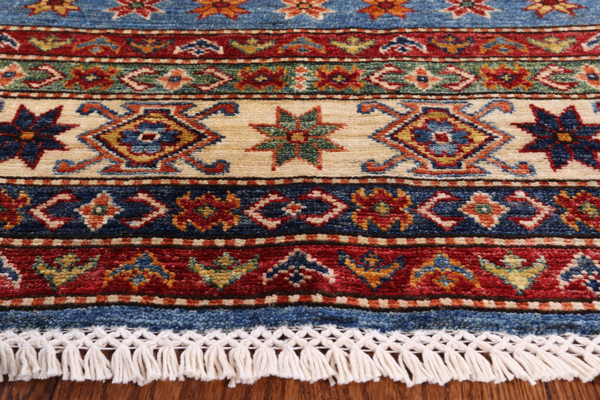 Blue Super Kazak Handmade Area Rug - 5' 6" X 8' 0" - Golden Nile