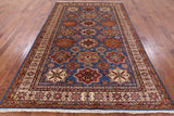 Blue Super Kazak Hand Knotted Area Rug - 6' 3" X 9' 9" - Golden Nile