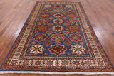 Blue Super Kazak Hand Knotted Area Rug - 6' 3" X 9' 9" - Golden Nile