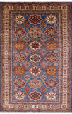 Blue Super Kazak Hand Knotted Area Rug - 6' 3" X 9' 9" - Golden Nile