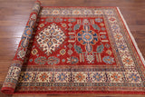 Red Super Kazak Hand Knotted Wool Area Rug - 5' 0" X 6' 10" - Golden Nile