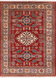 Red Super Kazak Hand Knotted Wool Area Rug - 5' 0" X 6' 10" - Golden Nile