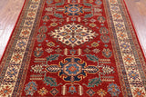 Red Super Kazak Hand Knotted Wool Area Rug - 5' 0" X 6' 10" - Golden Nile