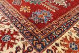 Red Super Kazak Hand Knotted Wool Area Rug - 5' 0" X 6' 10" - Golden Nile