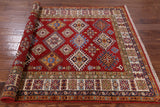 Red Super Kazak Hand Knotted Area Rug - 4' 10" X 6' 9" - Golden Nile