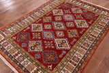 Red Super Kazak Hand Knotted Area Rug - 4' 10" X 6' 9" - Golden Nile