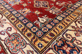 Red Super Kazak Hand Knotted Wool Area Rug - 5' 0" X 6' 6" - Golden Nile