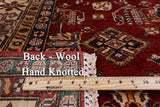 Red Super Kazak Hand Knotted Wool Area Rug - 5' 0" X 6' 6" - Golden Nile