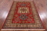 Red Super Kazak Handmade Area Rug - 4' 9" X 6' 11" - Golden Nile