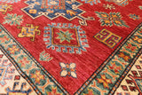 Red Super Kazak Handmade Area Rug - 4' 9" X 6' 11" - Golden Nile