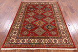 Red Super Kazak Handmade Area Rug - 5' X 6' 7" - Golden Nile