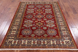 Red Super Kazak Hand Knotted Area Rug - 4' 11" X 6' 7" - Golden Nile