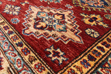 Red Super Kazak Hand Knotted Wool Area Rug - 4' 11" X 6' 6" - Golden Nile