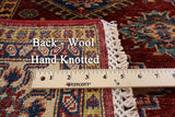Red Super Kazak Hand Knotted Wool Area Rug - 4' 11" X 6' 6" - Golden Nile