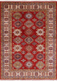 Red Super Kazak Handmade Area Rug - 4' 11" X 6' 9" - Golden Nile