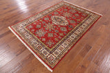 Red Super Kazak Handmade Wool Area Rug - 4' 11" X 6' 10" - Golden Nile