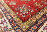 Red Super Kazak Handmade Wool Area Rug - 4' 11" X 6' 10" - Golden Nile