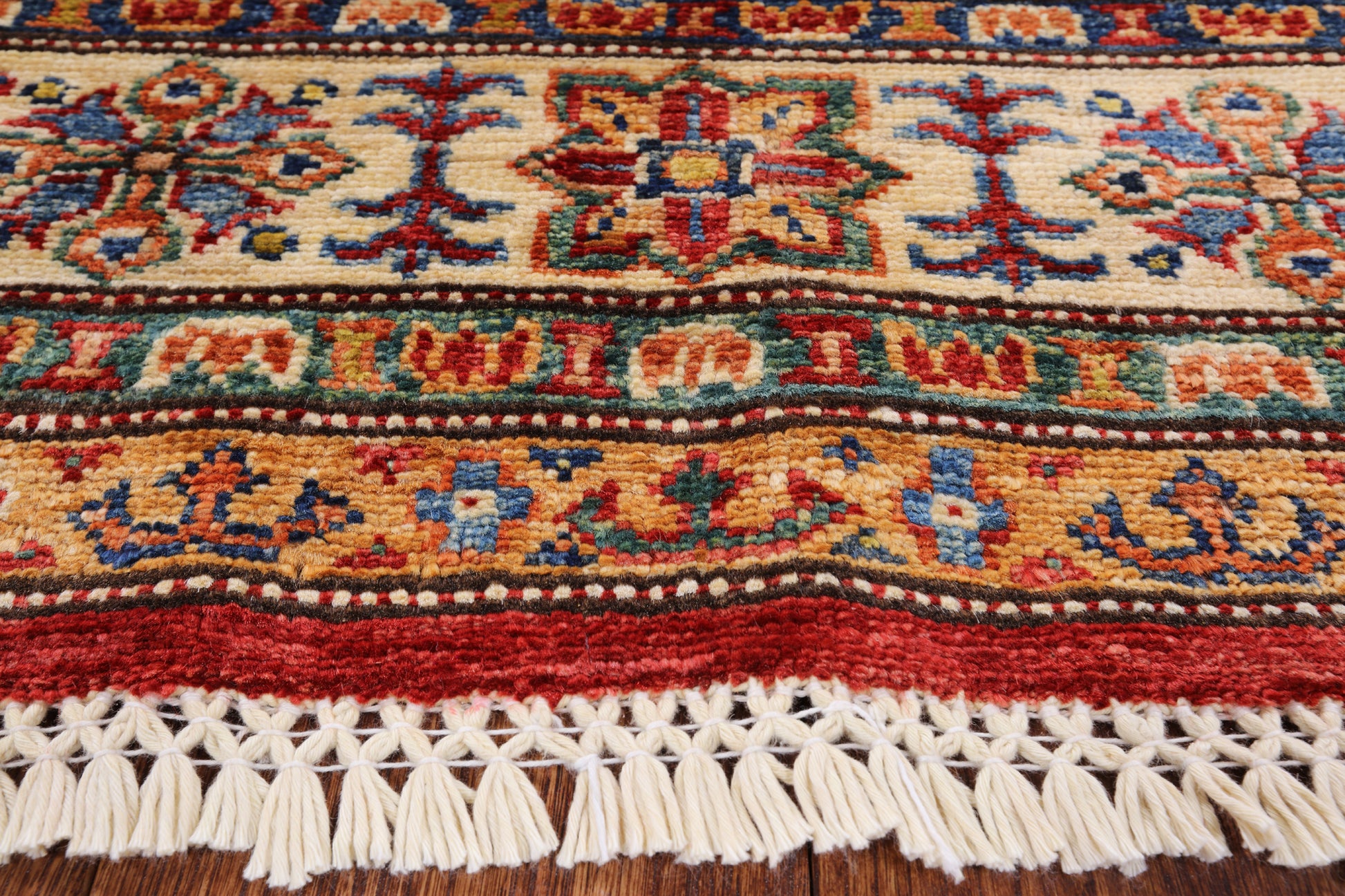 Red Super Kazak Handmade Wool Area Rug - 4' 11" X 6' 10" - Golden Nile