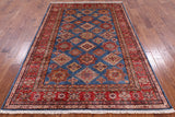 Blue Super Kazak Hand Knotted Area Rug - 5' 6" X 8' 0" - Golden Nile