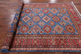 Blue Super Kazak Hand Knotted Area Rug - 5' 6" X 8' 0" - Golden Nile