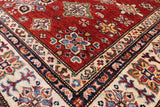 Red Super Kazak Hand Knotted Wool Area Rug - 4' 11" X 6' 5" - Golden Nile