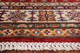 Red Super Kazak Hand Knotted Wool Area Rug - 4' 11" X 6' 5" - Golden Nile