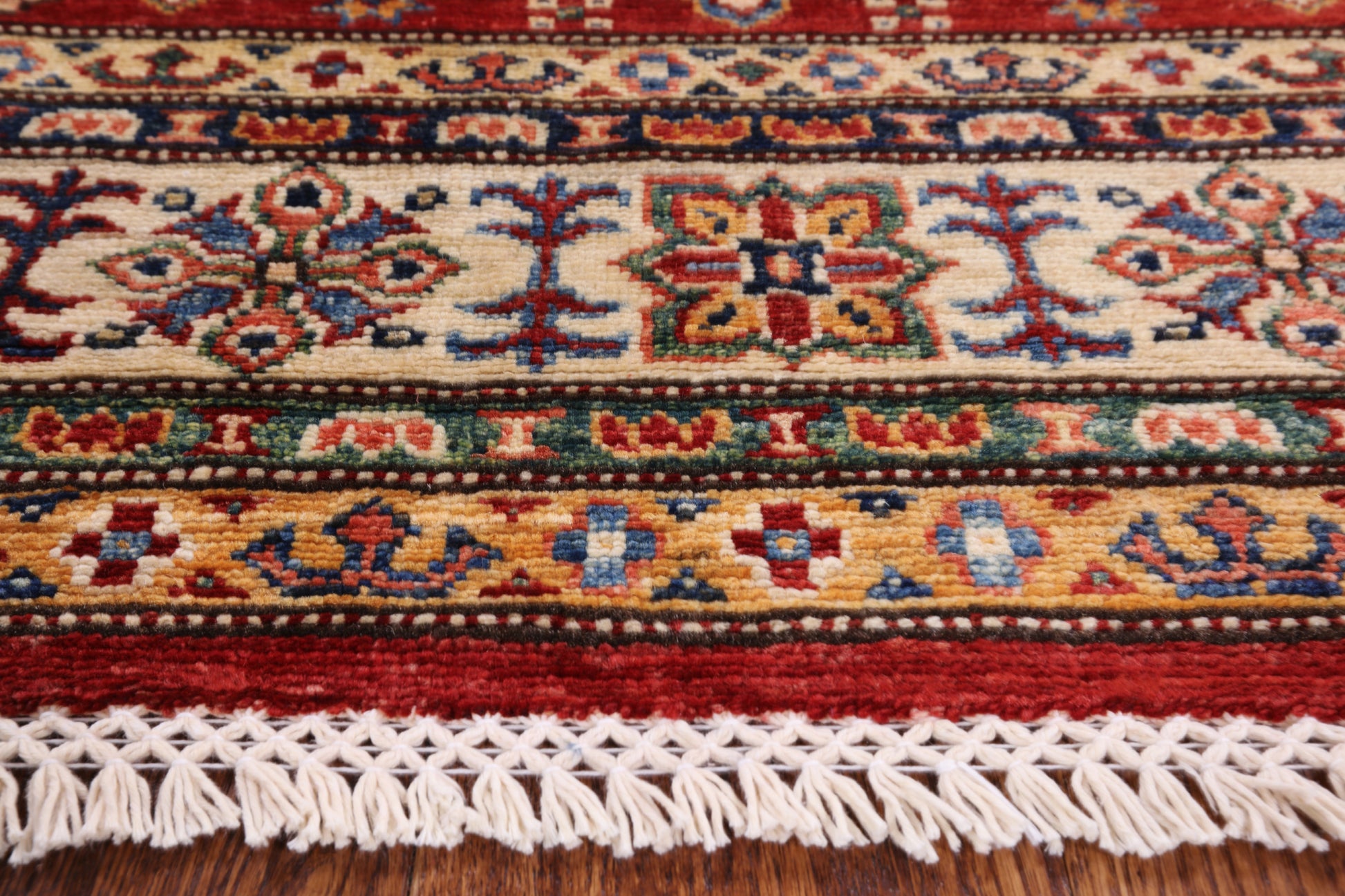 Red Super Kazak Hand Knotted Wool Area Rug - 4' 11" X 6' 5" - Golden Nile