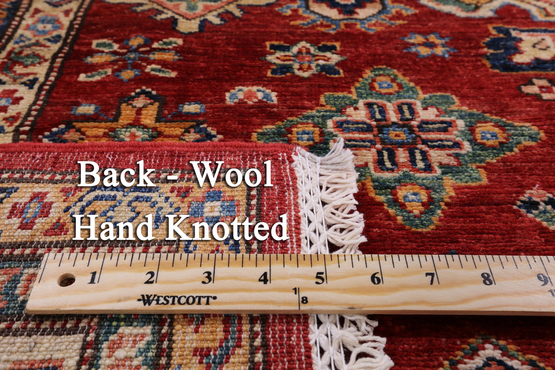 Red Super Kazak Hand Knotted Wool Area Rug - 4' 11" X 6' 5" - Golden Nile