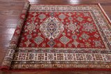Red Super Kazak Hand Knotted Wool Area Rug - 4' 11" X 6' 5" - Golden Nile