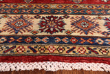 Red Super Kazak Hand Knotted Area Rug - 5' 0" X 6' 9" - Golden Nile
