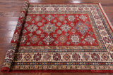 Red Super Kazak Hand Knotted Area Rug - 5' 0" X 6' 9" - Golden Nile