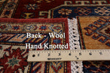 Super Kazak Hand Knotted Oriental Wool Area Rug - 4' 1" X 5' 8" - Golden Nile