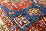 Super Kazak Hand Knotted Oriental Wool Area Rug - 4' X 5' 6" - Golden Nile