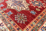 Red Super Kazak Hand Knotted Area Rug - 3' 11" X 6' 0" - Golden Nile