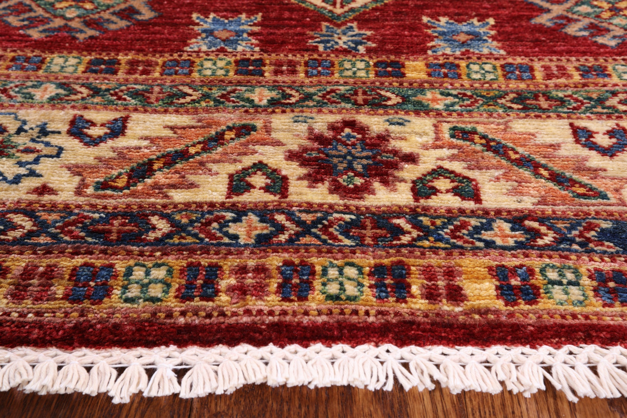 Red Super Kazak Hand Knotted Area Rug - 3' 11" X 6' 0" - Golden Nile