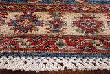 Super Kazak Hand Knotted Oriental Wool Area Rug - 3' 4" X 4' 11" - Golden Nile