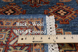 Blue Super Kazak Hand Knotted Wool Runner Rug - 2' 6" X 9' 8" - Golden Nile