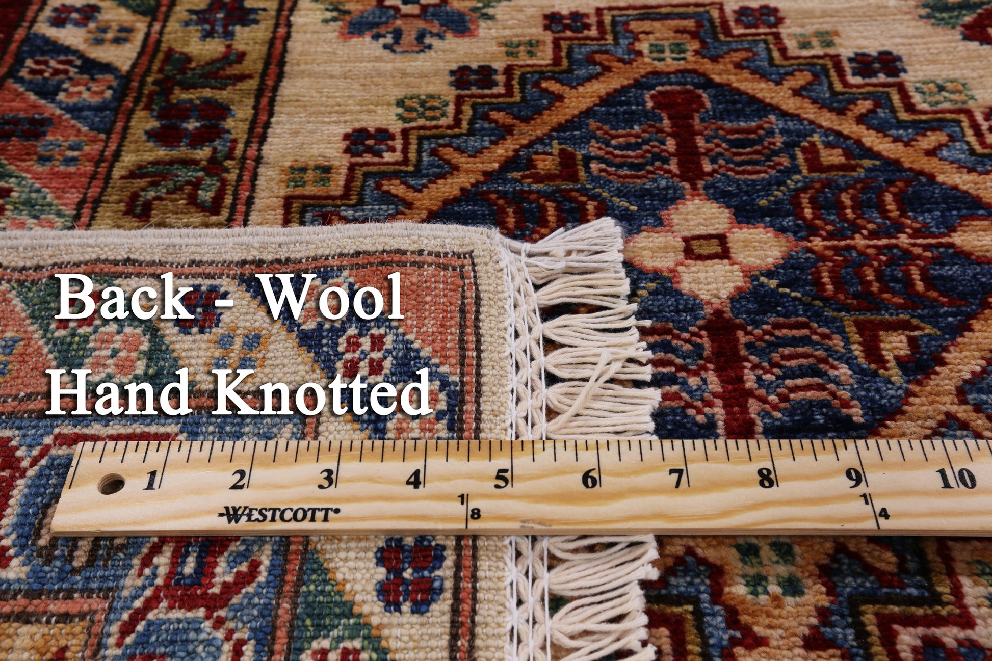 Ivory Super Kazak Handmade Area Rug - 9' 0" X 12' 2" - Golden Nile