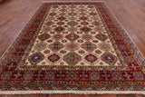 Ivory Super Kazak Handmade Area Rug - 9' 0" X 12' 2" - Golden Nile