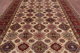 Ivory Super Kazak Handmade Area Rug - 9' 0" X 12' 2" - Golden Nile