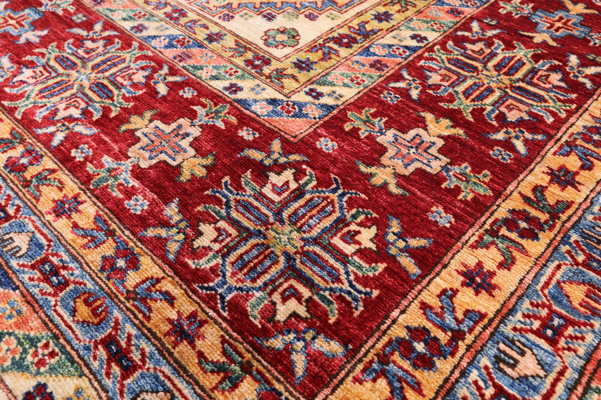Ivory Super Kazak Handmade Area Rug - 9' 0" X 12' 2" - Golden Nile