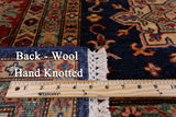 Blue Super Kazak Hand Knotted Wool Area Rug - 8' 0" X 9' 11" - Golden Nile
